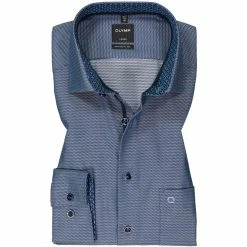Besorgen 👏 OLYMP Luxor Modern Fit 1215/64/18 Hemd, Baumwolle, Marine 🔥