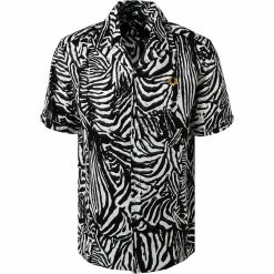 Bestpreis 🔥 Fred Perry Hemd M2684/102 Kurzarmhemd, Lyocell, Schwarz-wollweiß gemustert, Schwarz 🎁