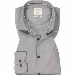 Rabatt 🛒 OLYMP Casual Level Five Body Fit 3500/84/62 Hemd, Casual Body Fit, Baumwolle, Grau 👏