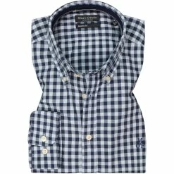 Billig 👍 Marc O'Polo Hemd 127 7028 42146/A89 Shaped Fit, Baumwolle, Blau kariert, Graublau 🎉