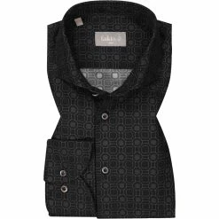 Großhandel ⌛ fakts Hemd 6047/395 Slim Fit, Baumwolle, Schwarz gemustert, Schwarz ⌛