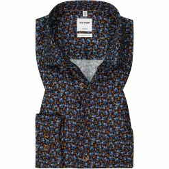 Großhandel 🔥 OLYMP Luxor Comfort Fit 1027/64/24 Hemd, Baumwolle, Blau-braun gemustert, Caramel 👏