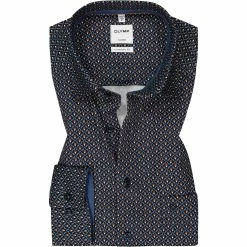 Billig 💯 OLYMP Luxor Comfort Fit 1017/64/24 Hemd, Baumwolle, Nachtblau gemustert, Caramel ❤️