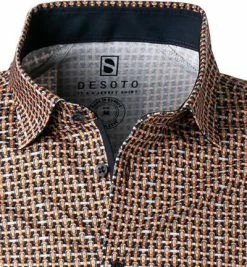 Bestpreis 👍 DESOTO Hemd Kent 47228-3/217 Jersey, Dunkelorange gemustert, Dunkelorange 🤩 -Hemden Verkaufsgeschäft 374668 norm2