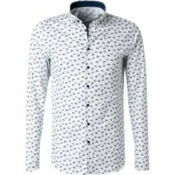 Aktion 😍 DESOTO Hemd Modern B.D. 47113-3/156 Jersey, Weiß-blau gemustert, Weiß-blau 🛒