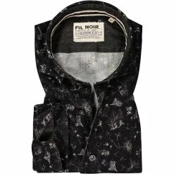 Bestpreis 🤩 FIL NOIR Hemd Giuseppe 51573/09 Shaped Fit, Baumwolle CO2-Neutral, Schwarz gemustert, Schwarz 👍