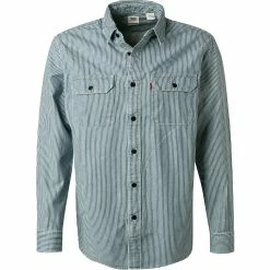 Aktion 😀 Levi's® Hemd 187/0154 Baumwolle, Blau-weiß gestreift, Blau-weiß 🔔