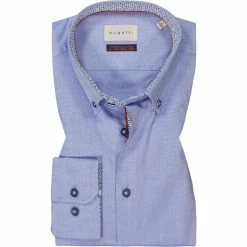 Großhandel 💯 bugatti Hemd 9350/88800/350 Modern Fit, Baumwolle, Mittelblau meliert, Hellblau ⌛