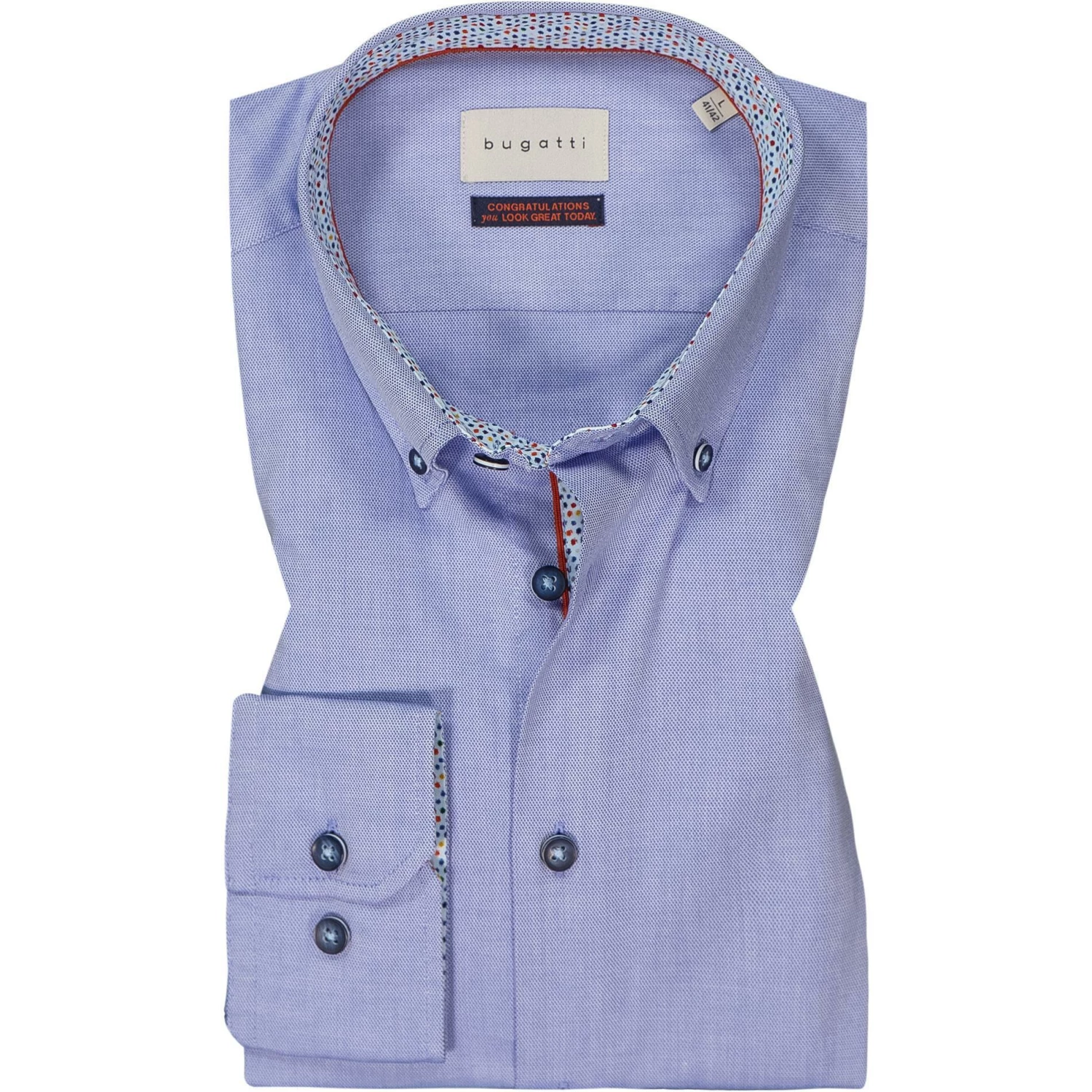 Großhandel 💯 bugatti Hemd 9350/88800/350 Modern Fit, Baumwolle, Mittelblau meliert, Hellblau ⌛ 1 Großhandel 💯 bugatti Hemd 9350/88800/350 Modern Fit, Baumwolle, Mittelblau meliert, Hellblau ⌛