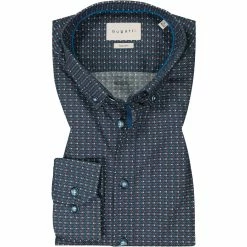 Bestes Angebot ⌛ bugatti Hemd 9350/88803/960 Modern Fit, Baumwolle, Blau-marsala gemustert, Dunkelblau 👍
