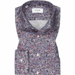 Bestes Angebot 👍 ETON Hemd 1000/02477/55 Classic Fit, Baumwolle, Blau-beere gemustert , Rot-dunkelblau 😉