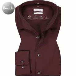Bestpreis ❤️ Seidensticker Hemd 650400/49 Slim Fit, Mikrofaser Thermoregulation, Bordeaux, Weinrot ⌛