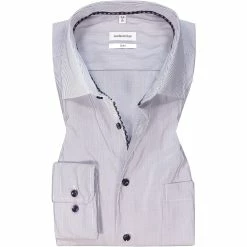 Coupon 🤩 Seidensticker Hemd 650590/19 Slim Fit, Baumwolle, Dunkelblau-weiß gestreift, Dunkelblau 🥰