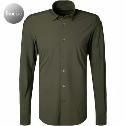 Budget 🤩 BOGGI MILANO Hemd BO21A0160/01 Jersey atmungsaktiv, Dunkeloliv, Militärgrün 🥰