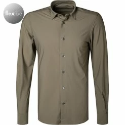 Bestes Angebot ✔️ BOGGI MILANO Hemd BO21A0160/02 Jersey atmungsaktiv, Olivgrün, Taupe ⌛