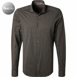 Rabatt 🔔 PURE Hemd D31307-21750/278 Jersey geruchshemmend, Braun-schwarz gemustert , Dunkelbraun ⌛