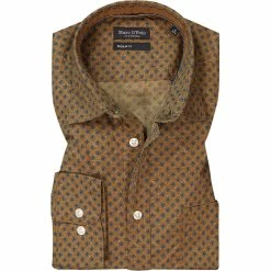 Angebote ✨ Marc O'Polo Hemd 128 7201 42030/B71 Regular Fit, Popeline, Ocker-navy gemustert, Braun 💯