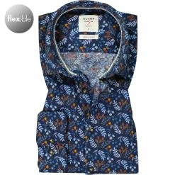 Rabatt 😍 OLYMP Casual Level Five Body Fit 3588/84/18 Hemd, Jersey, Marine gemustert, Marine 👍