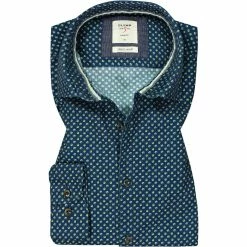 Besorgen 🤩 OLYMP Casual Level Five Body Fit 3576/84/45 Hemd, Cord, Dunkelblau-grün gemustert, Marine-grün 💯
