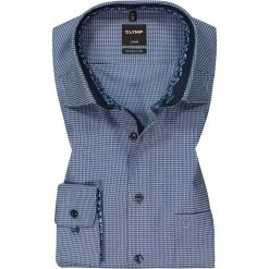 Bester Verkauf 🌟 OLYMP Luxor Modern Fit 1231/64/11 Hemd, Baumwolle, Blau gemustert, Bleu ✨