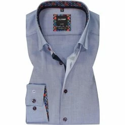 Neu 🥰 OLYMP Luxor Modern Fit 1326/84/13 Hemd, Baumwolle, Blau meliert, Rauchblau ❤️