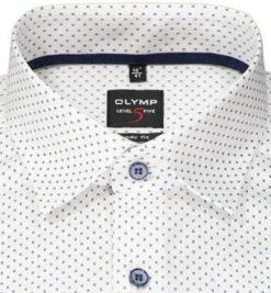 Besorgen 🤩 OLYMP Level Five Body Fit 2104/84/00 Hemd, Baumwoll-Stretch, Weiß-dunkelblau gemustert, Weiß 👍 -Hemden Verkaufsgeschäft 375728 norm2