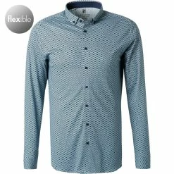 Brandneu 🎁 DESOTO Hemd Modern B.D. 47113-3/527 Jersey, Weiß-blau gemustert, Blau 🔥