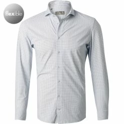 Budget 🎁 fakts Hemd 6045/214 Slim Fit, Jersey geruchshemmend, Hellblau gemustert, Hellblau ⭐