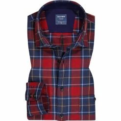 Auslauf 🥰 OLYMP Casual Modern 4038/84/35 Hemd, Modern Fit, Baumwolle, Rot-blau kariert, Rot 🔥