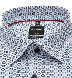 Auslauf 🛒 OLYMP Luxor Modern Fit 1328/84/00 Hemd, Baumwolle, Weiß-blau gemustert, Weiß 🌟 -Hemden Verkaufsgeschäft 376651 norm2