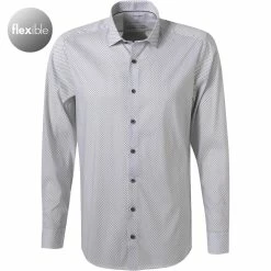 Auslauf 👏 OLYMP Level Five Body Fit 2078/84/68 Hemd, Mikrofaser atmungsaktiv, Weiß-schwarz gemustert, Schwarz ⭐