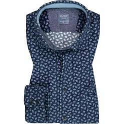 Coupon ✨ OLYMP Casual Modern Fit 4062/84/18 Hemd, Cord, Marineblau gemustert, Marine 🔔