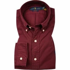 Auslauf 🛒 Polo Ralph Lauren Hemd 710805564/002 Custom Fit, Baumwolle, Weinrot 🔥