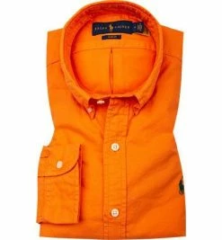 Neu 🎉 Polo Ralph Lauren Hemd 710804257/024 Slim Fit, Baumwolle, Orange 🔔 -Hemden Verkaufsgeschäft 376865 norm