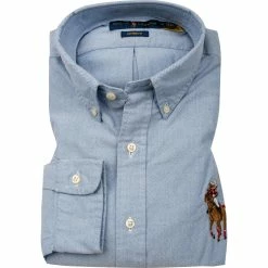 Bestpreis 🌟 Polo Ralph Lauren Hemd 710859259/001 Custom Fit, Baumwolle, Blau meliert, Blau 🌟