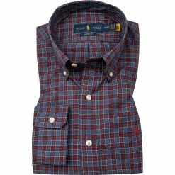 Bestpreis ❤️ Polo Ralph Lauren Hemd 710767399/002 Custom Fit, Baumwolle, Blau-rot kariert, Blau-rot 😉