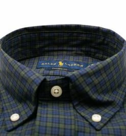 Brandneu 🔔 Polo Ralph Lauren Hemd 710767399/003 Custom Fit, Baumwolle, Grün-navy kariert, Grün-navy 👏 -Hemden Verkaufsgeschäft 376887 norm2