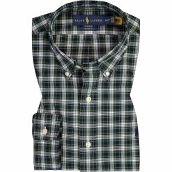 Angebote 😉 Polo Ralph Lauren Hemd 710853390/002 Custom Fit, Baumwolle, Grün-navy kariert, Grün-navy 🌟
