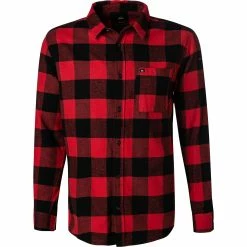 Am billigsten 🛒 Quiksilver Hemd EQYWT04248/RPY1 Overshirt, Regular Fit, Baumwolle, Rot-schwarz kariert, Rot 👏