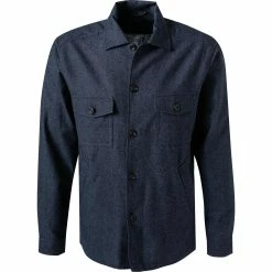Rabatt 🎁 ETON Overshirt 1000/01909/28 Wolle-Kaschmir, Dunkelblau meliert, Dunkelblau ✔️