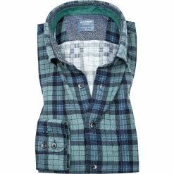 Bestpreis 🎉 OLYMP Casual Modern Fit 4070/84/45 Hemd, Cord, Grün-blau kariert, Grün-blau 🔔
