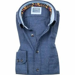 Besorgen ✨ OLYMP Casual Modern Fit 4074/84/18 Hemd, Bio Baumwolle, Marine gemustert, Marine ⌛