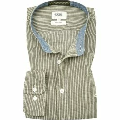 Angebote 🤩 camel active Hemd 409126/6S06/93 Regular Fit, Baumwolle, Olivgrün gestreift, Oliv 🛒