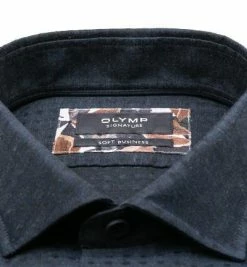 Brandneu 🌟 OLYMP Signature Tailored Fit 8557/84/14 Hemd, Baumwolle-Kaschmir, Nachtblau gemustert, Nachtblau 🥰 -Hemden Verkaufsgeschäft 377902 norm2