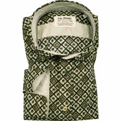 Auslauf 🛒 FIL NOIR Hemd Treviso 51587/85 Shaped Fit, Baumwolle CO2-Neutral, Grün gemustert , Grün 🌟