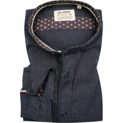 Coupon 🧨 FIL NOIR Hemd Ancona 51582/70 Shaped Fit, Flanell CO2-Neutral, Nachtblau meliert, Nachtblau 👍