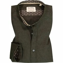 Aktion 😍 FIL NOIR Hemd Ancona 51582/85 Shaped Fit, Flanell CO2-Neutral, Dunkelgrün meliert, Grün 🎉