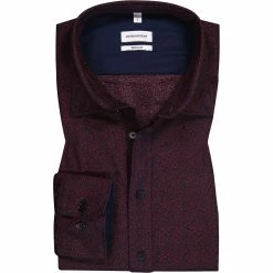 Billig ❤️ Seidensticker Hemd 150842/49 Regular Fit, Baumwolle, Weinrot gemustert, Weinrot 👏