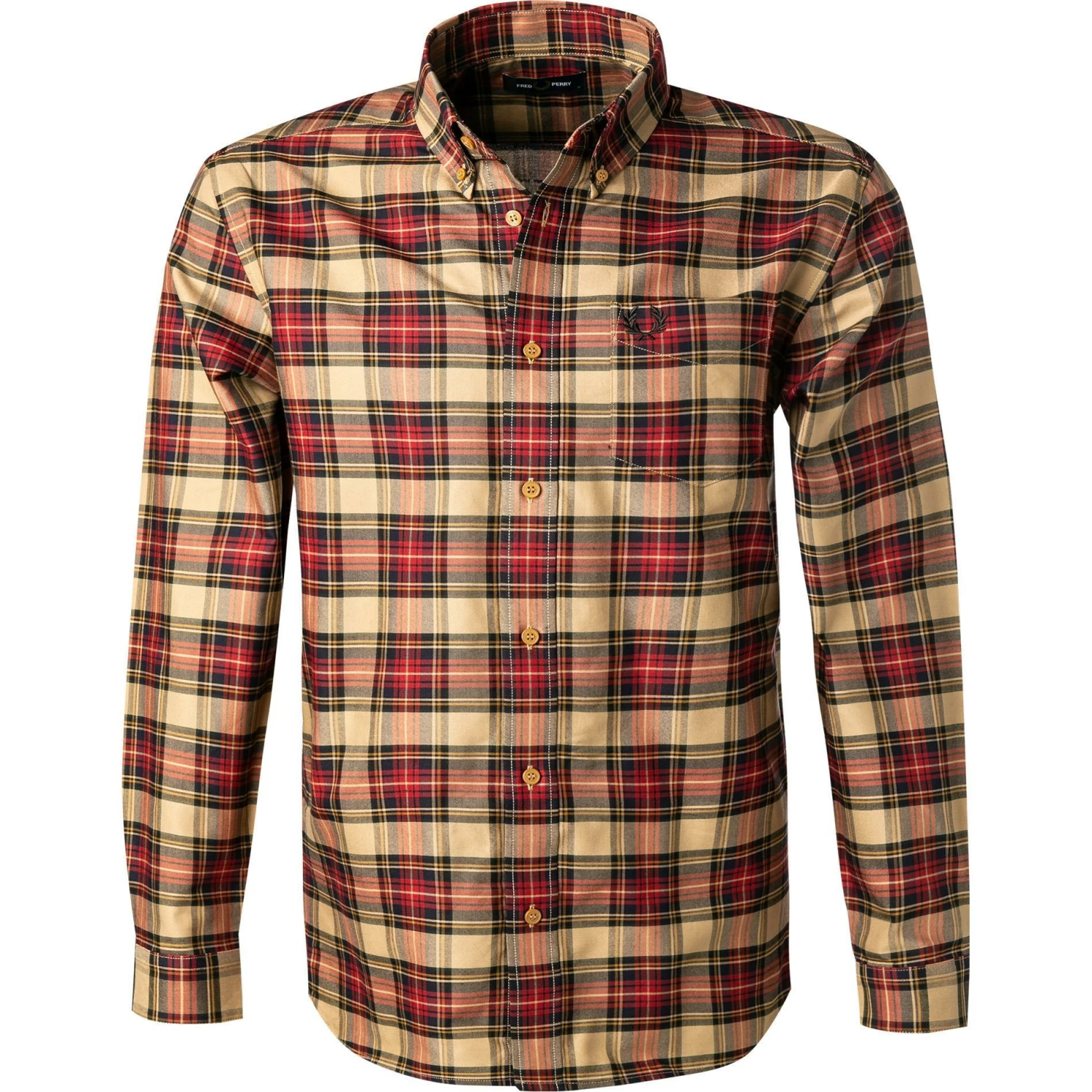 Billig 🌟 Fred Perry Hemd M2689/363 Baumwolle, Senf kariert, Senf 🧨 1 Billig 🌟 Fred Perry Hemd M2689/363 Baumwolle, Senf kariert, Senf 🧨