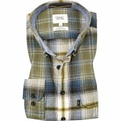 Am billigsten 🤩 camel active Hemd 409117/6S37/93 Regular Fit, Bio Baumwolle, Olivgrün-blau kariert, Oliv-blau-gelb ✔️